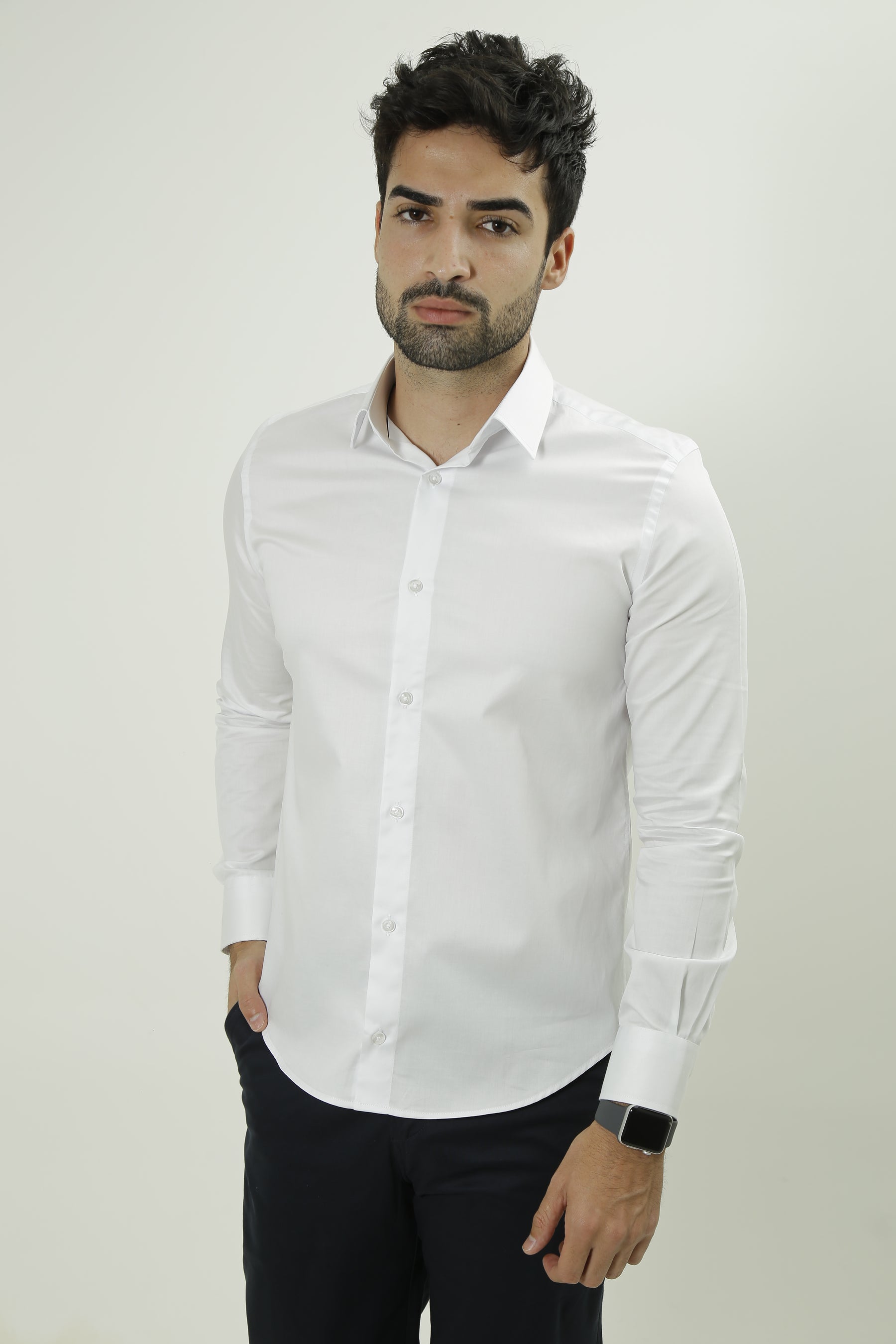 Camisa Manga Longa Slim Fit Algodão Egípcio Fio 80