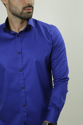 Camisa Manga Longa Slim Fit Algodão Egípcio Fio 80