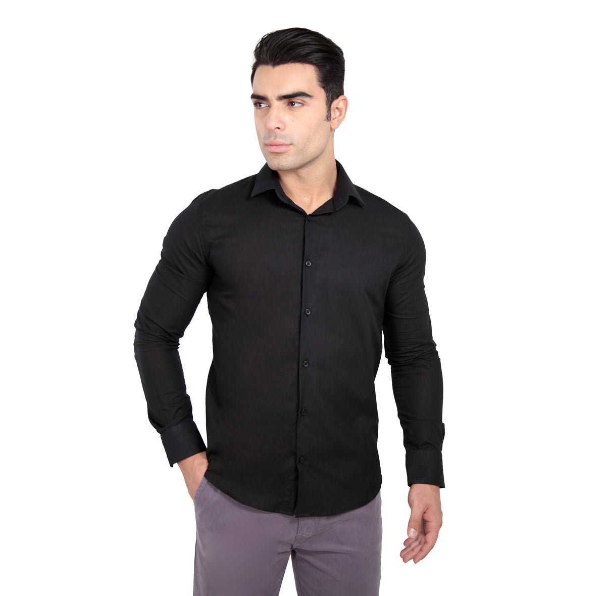 Camisa Manga Longa Slim Fit Algodão Egípcio Fio 80