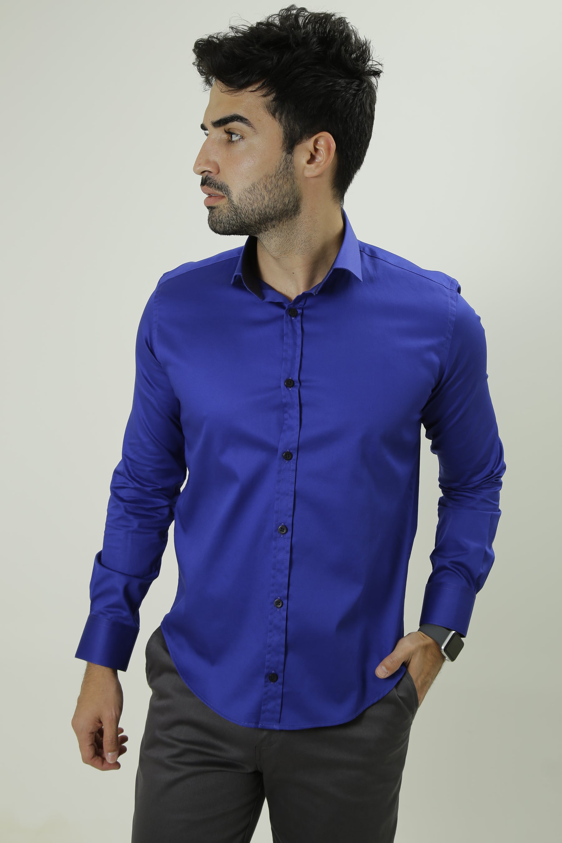 Camisa Manga Longa Slim Fit Algodão Egípcio Fio 80