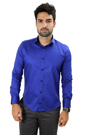 Camisa Manga Longa Slim Fit Algodão Egípcio Fio 80