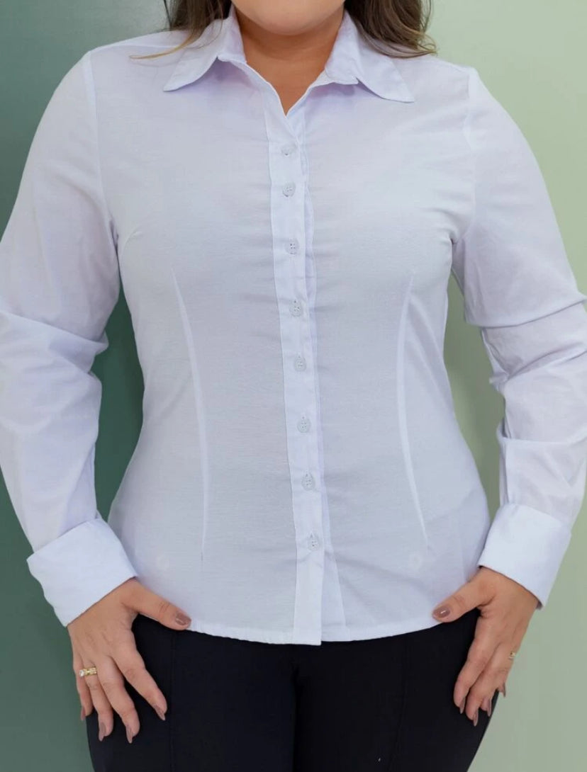 Camisa Manga Longa Lisa Básica Slim