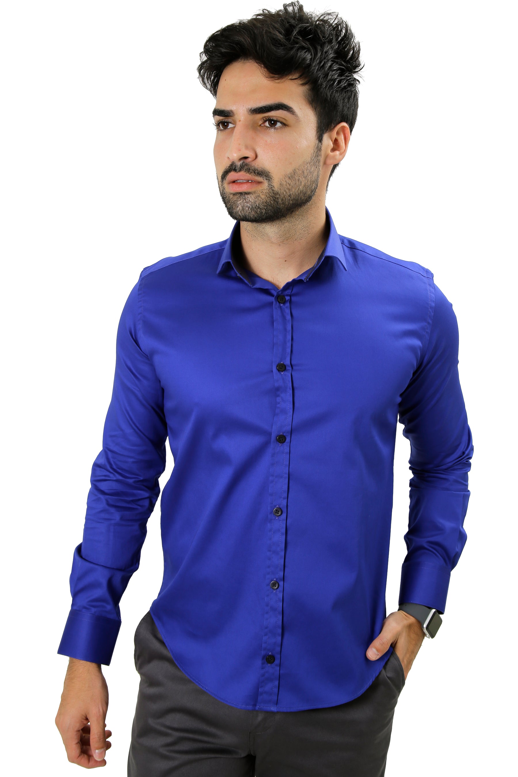 Camisa Manga Longa Slim Fit Algodão Egípcio Fio 80